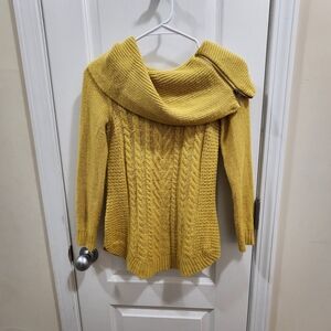Westport Yellow Off-the-Shoulder Cable Knit Sweater